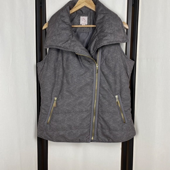 CB Established 1962 Gray Moto Fitted Puffer Vest Size M - Picture 8 of 12